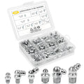 Chrome SAE and NPT grease fittings set in clear divided storage case
