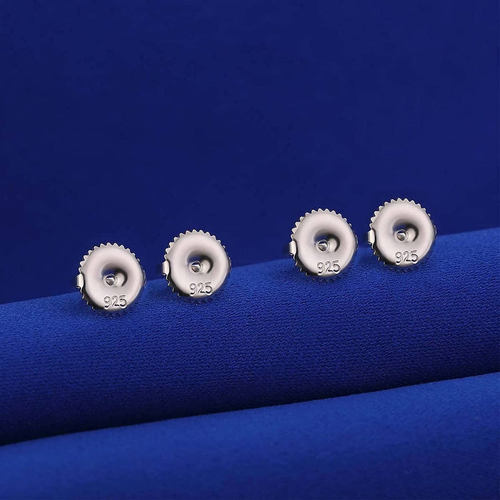 Round 925 screw earring backs with domed rim, small set