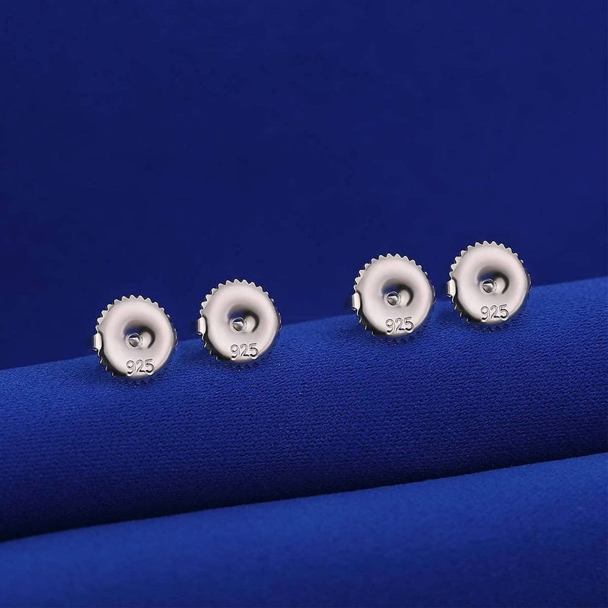 Round 925 screw earring backs with domed rim, small set