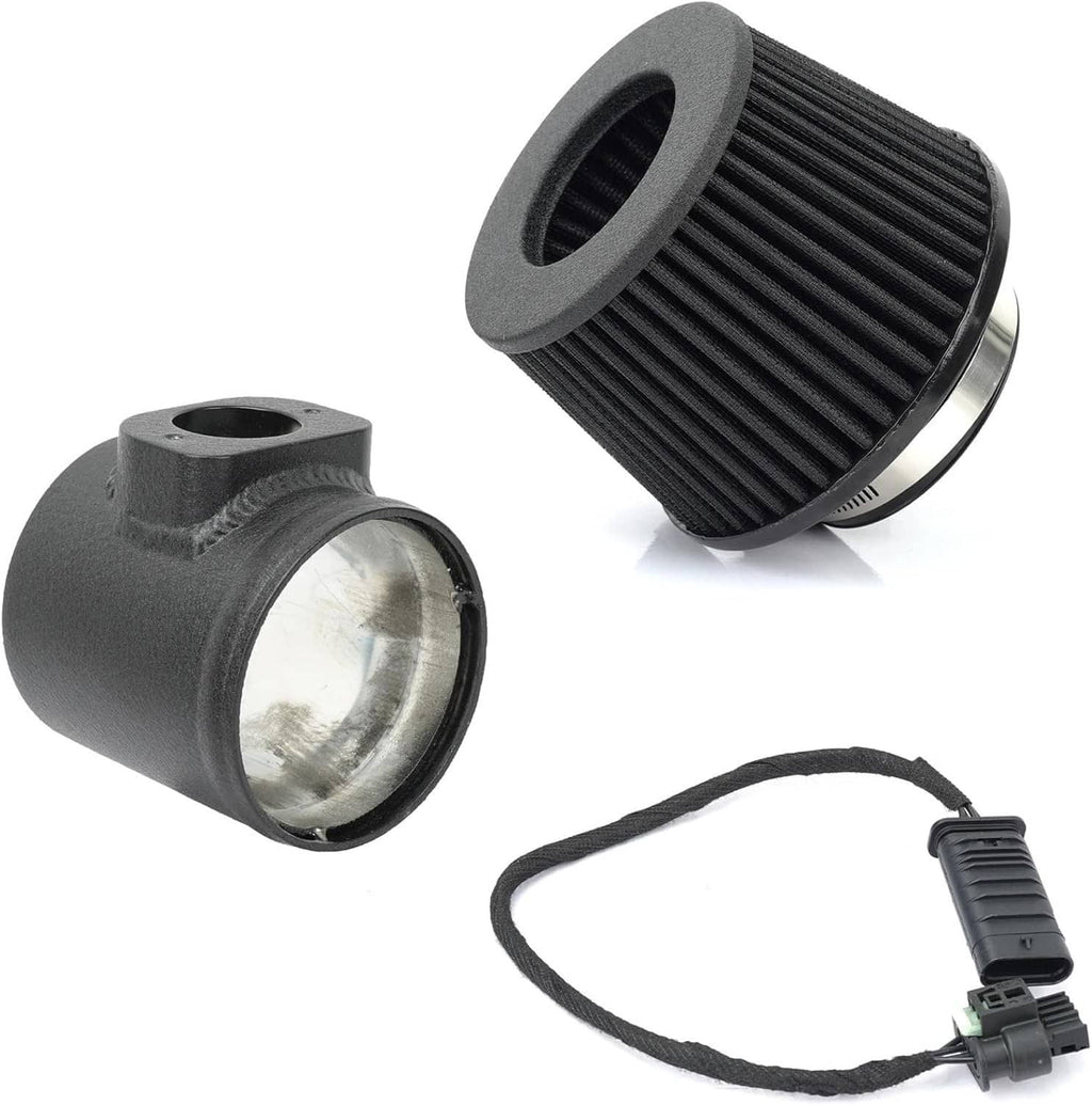 Black cone air filter and intake tube with wiring and clamp included