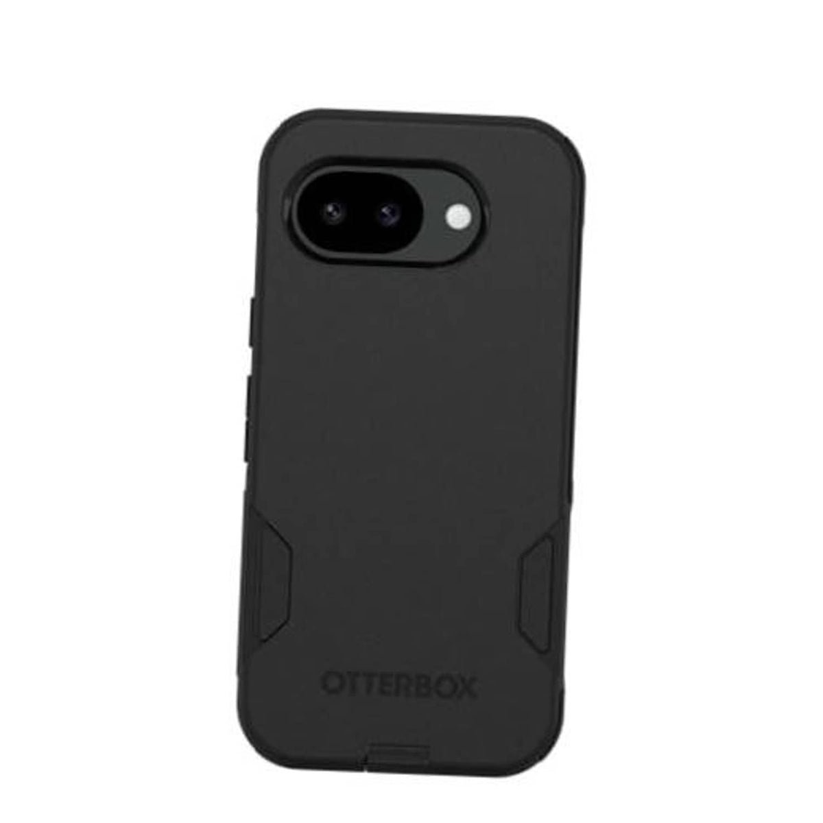 Black OtterBox phone case with dual camera cutout and tactile corner grips