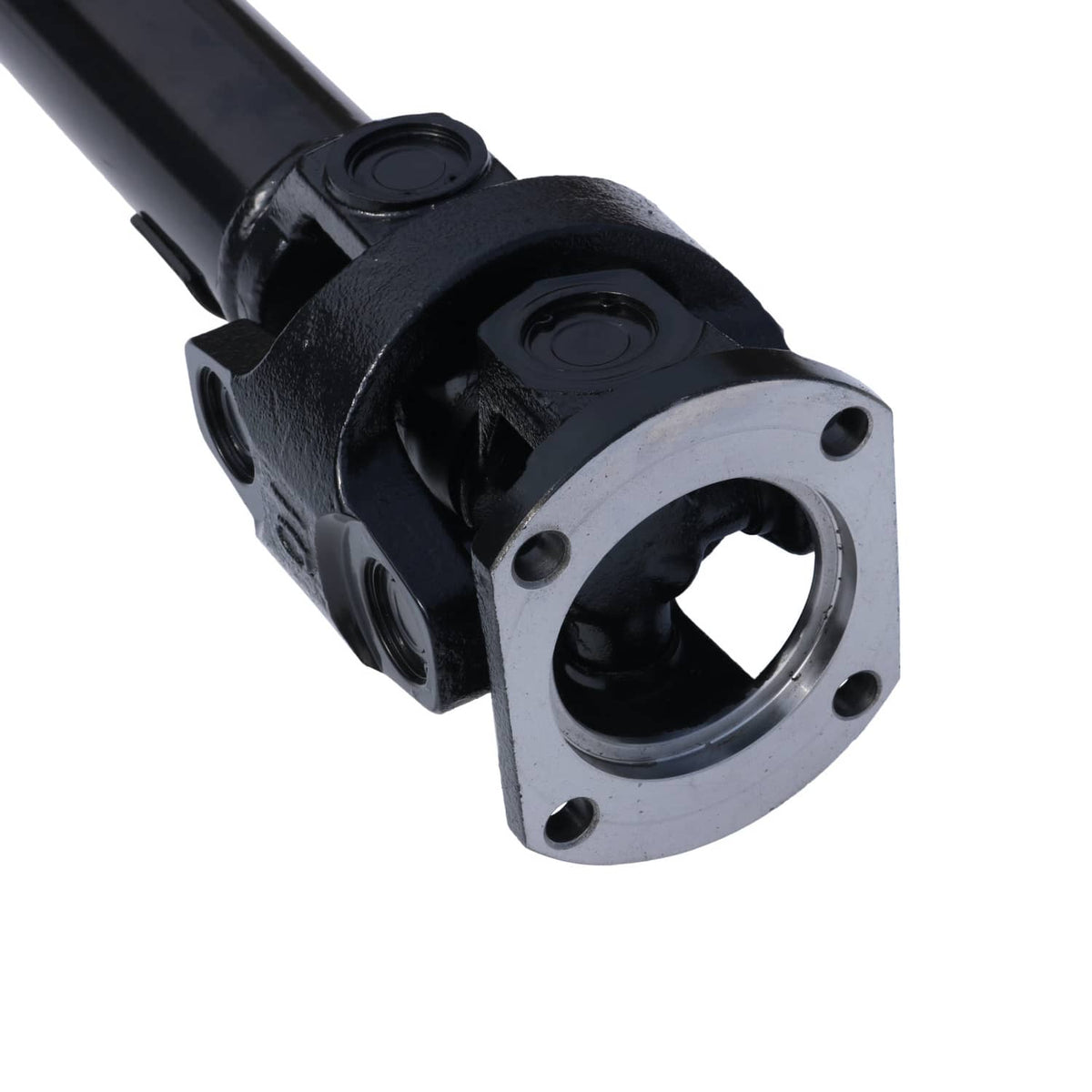 Front drive shaft flange joint with circular mounting holes, black housing and bolt tabs