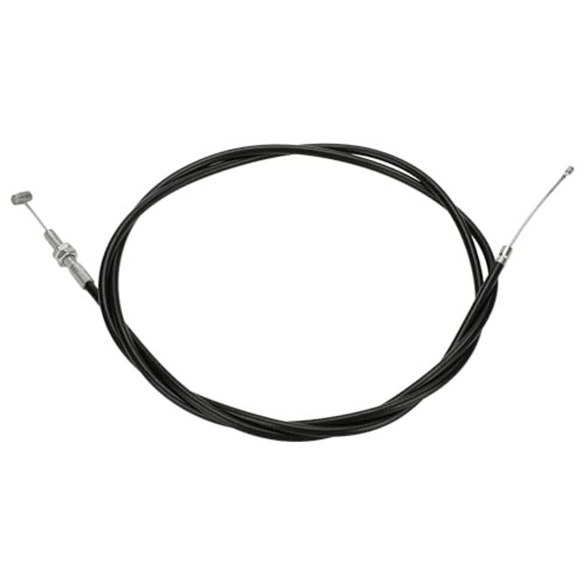 Universal throttle cable kit with black cable and silver threaded adjusters on both ends