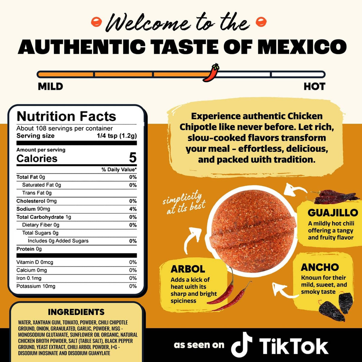 EZ Bombs chicken chipotle seasoning nutrition facts and ingredients panel