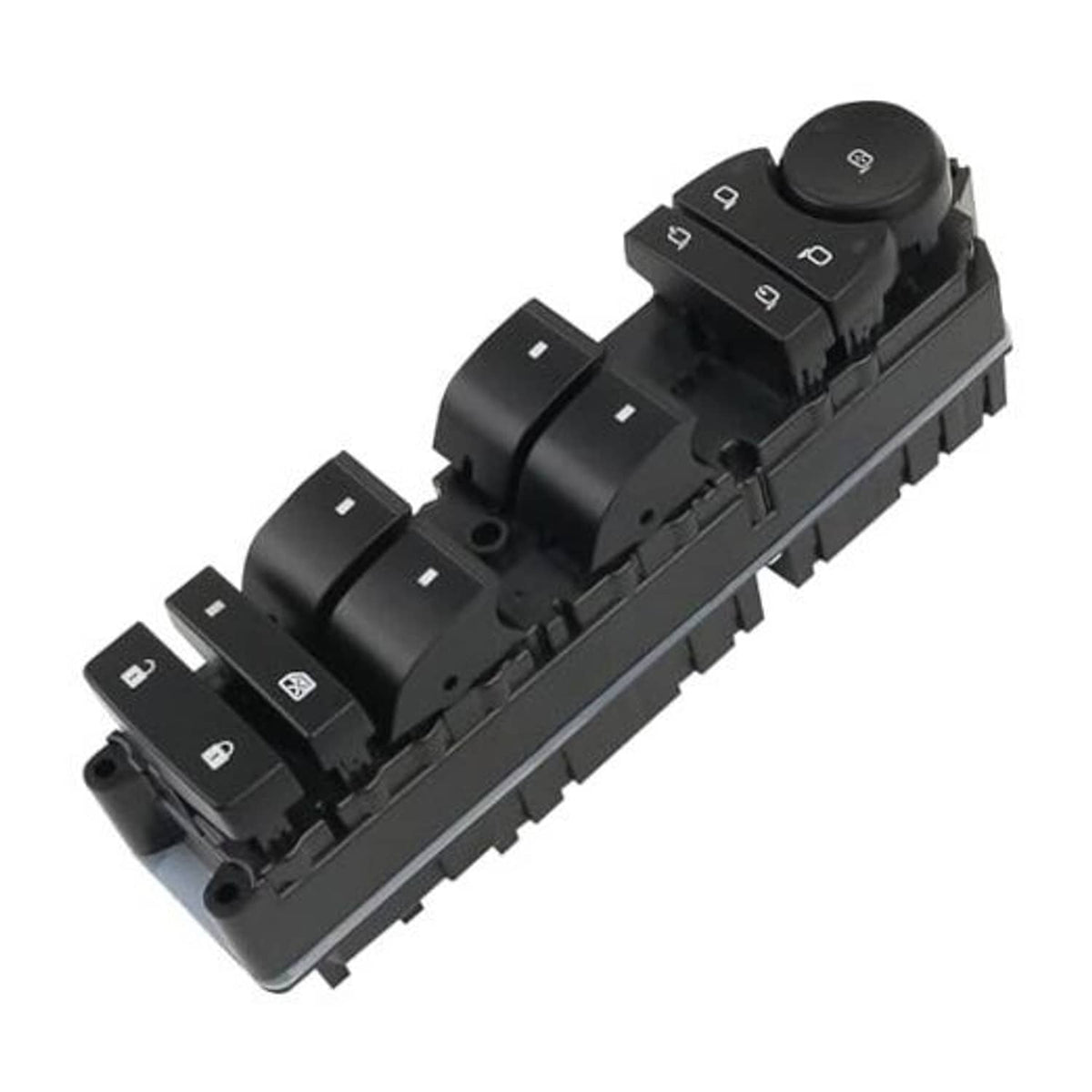 Power window and mirror switch module with control buttons, black plastic