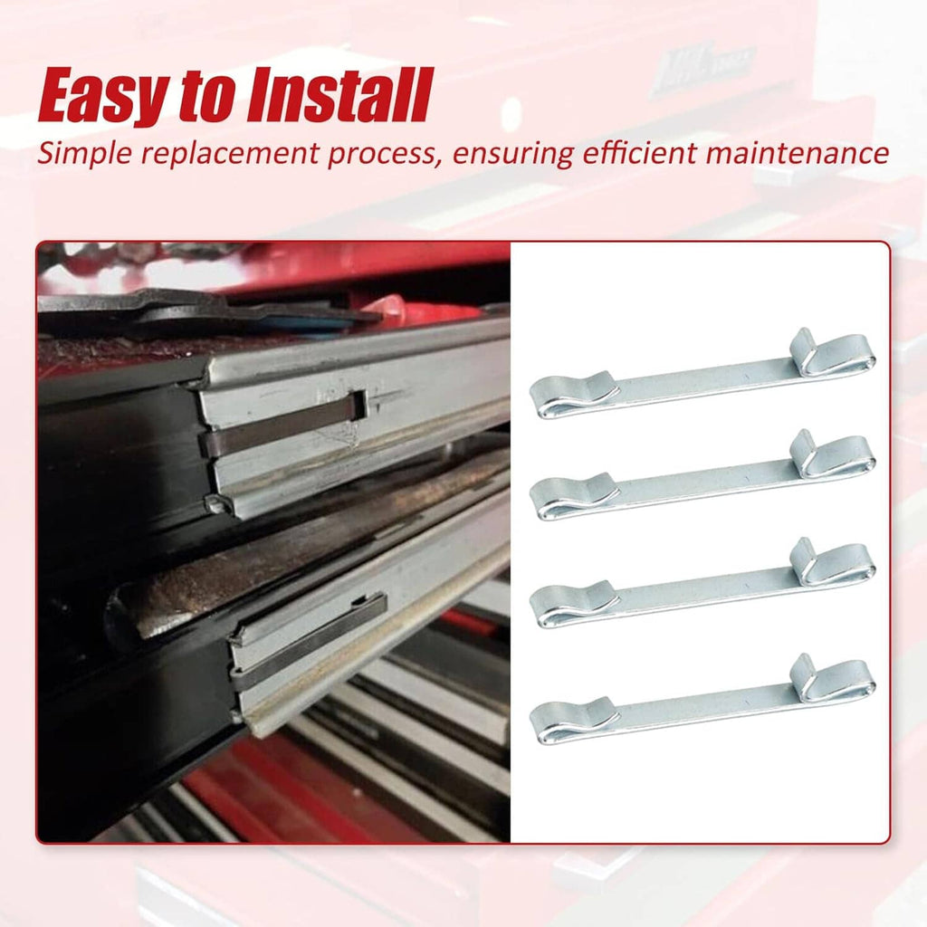 Drawer slide retaining clips shown for easy replacement installation