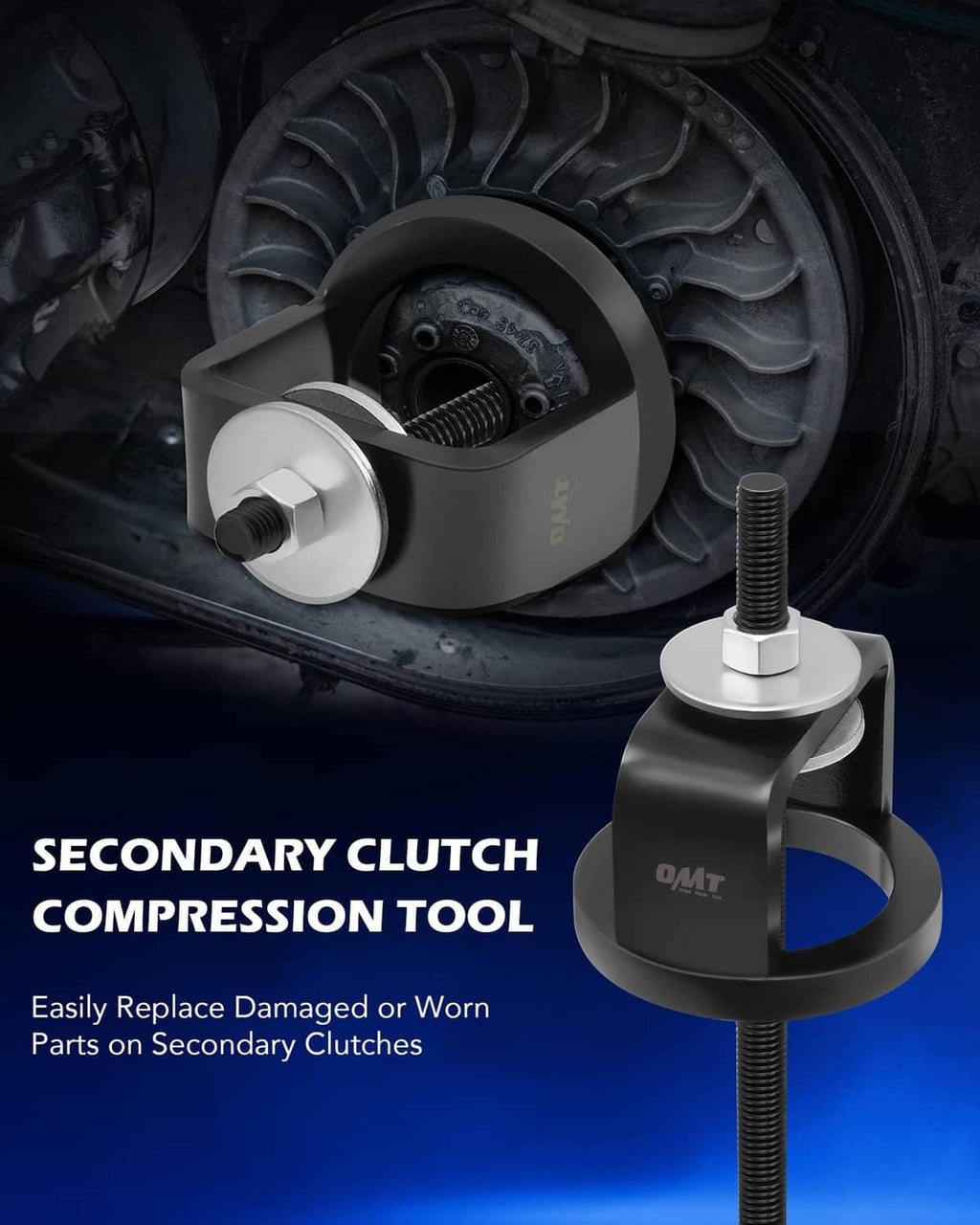 Secondary clutch compression tool fitted on an ATV clutch housing