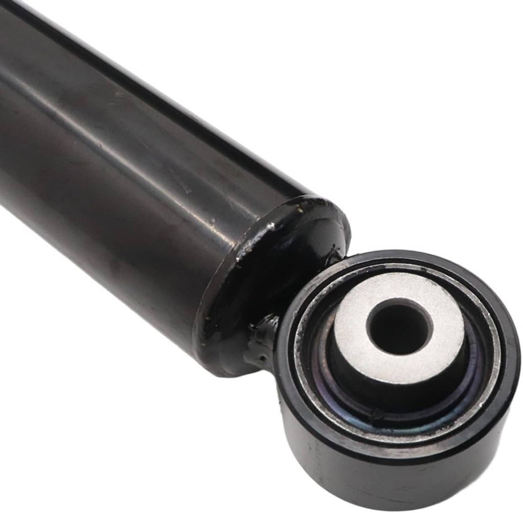 Shock absorber bushing and seal detail on black rear strut