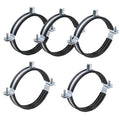 5-pack split ring pipe hangers, black rubber with galvanized mounting brackets