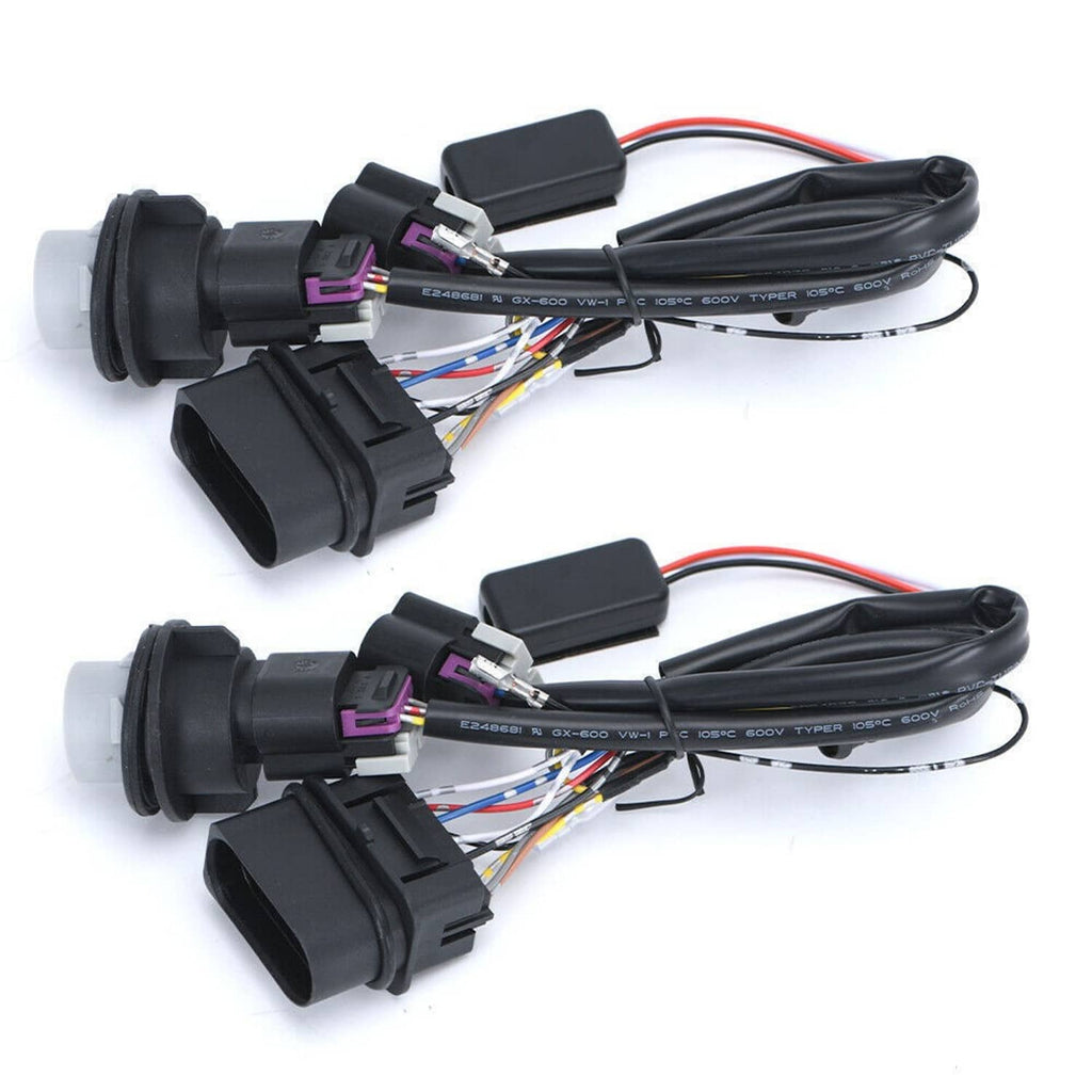 Projector headlight conversion harness with two headlamp sockets and plug connectors