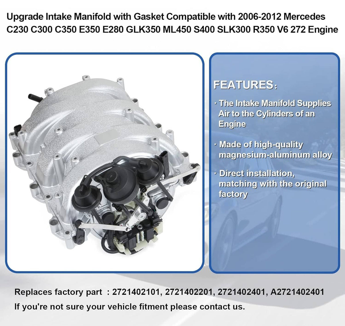 Silver intake manifold with black hoses and air flap vacuum components