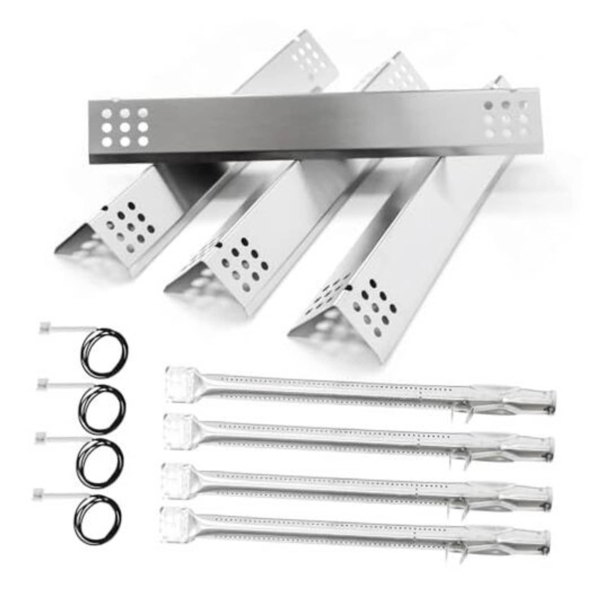 Stainless steel burner baffle plates, igniter electrodes, O-rings, and hardware