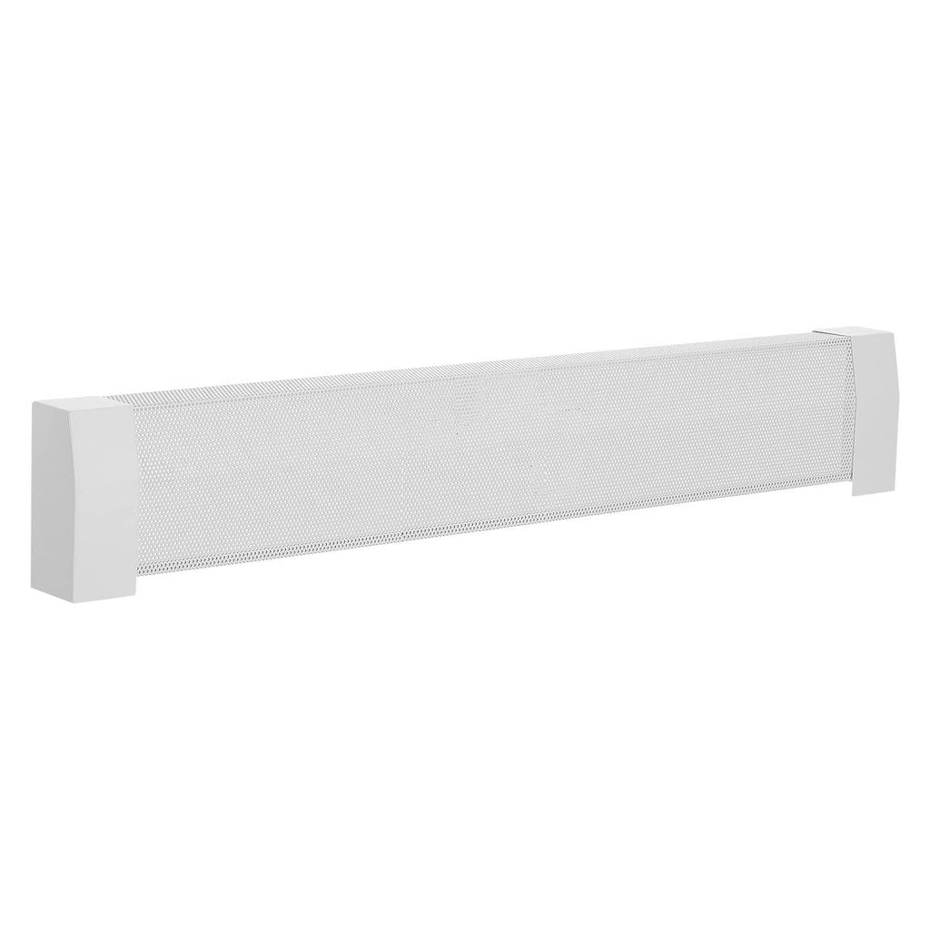 White baseboard heater cover for 4 ft heaters, perforated front mesh panel