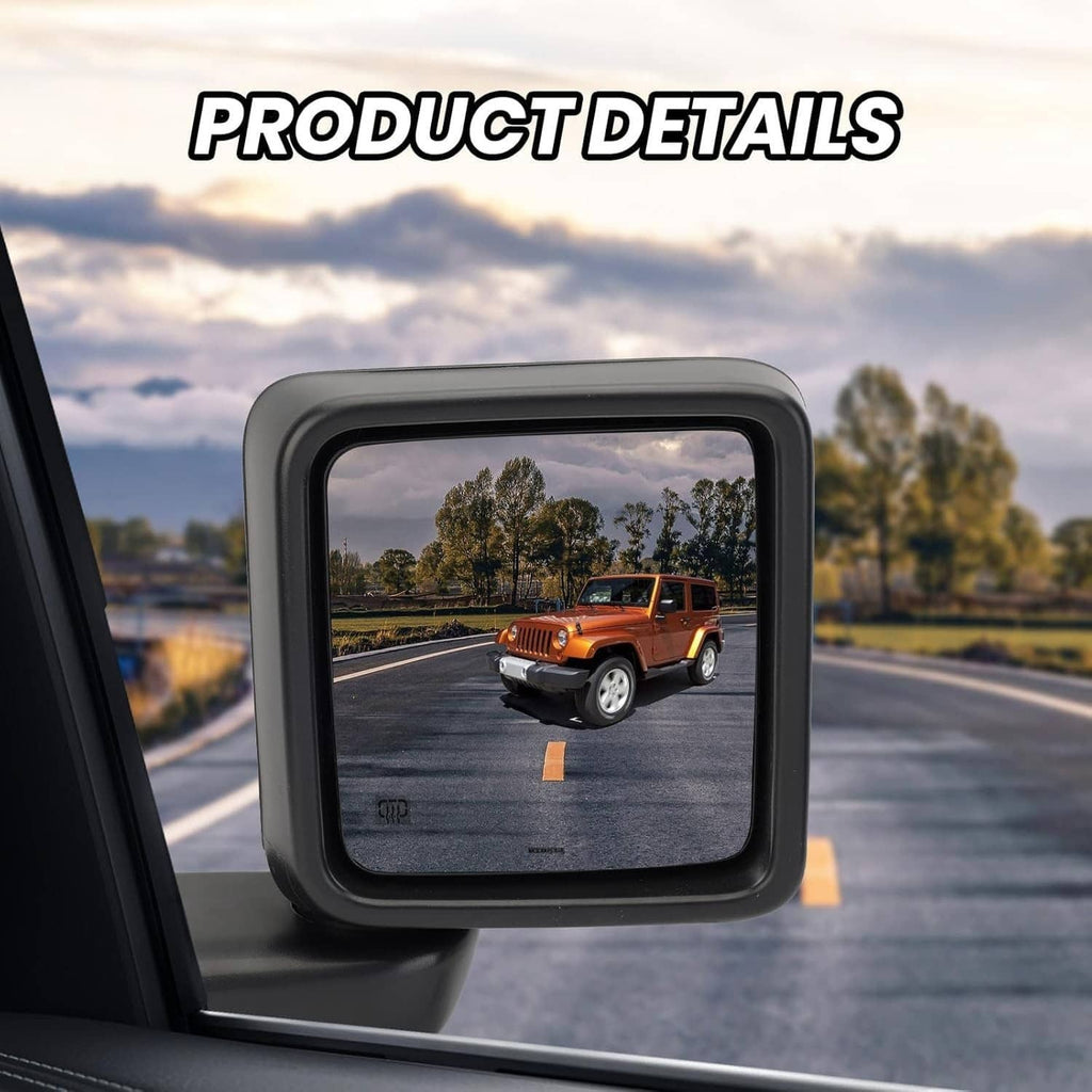 Heated power-folding side mirror with clear view through heated glass