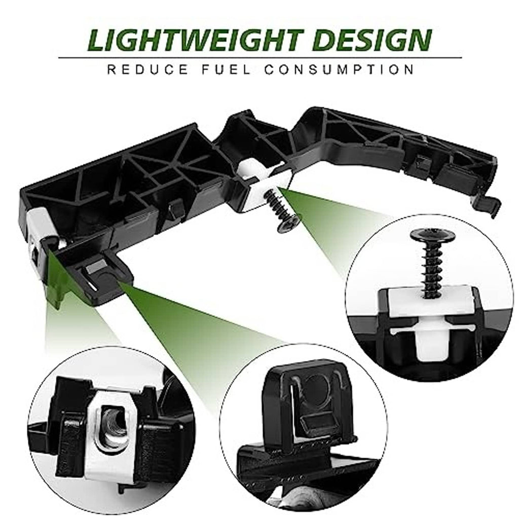 Black bumper support bracket with mounting hardware, detailed close-up