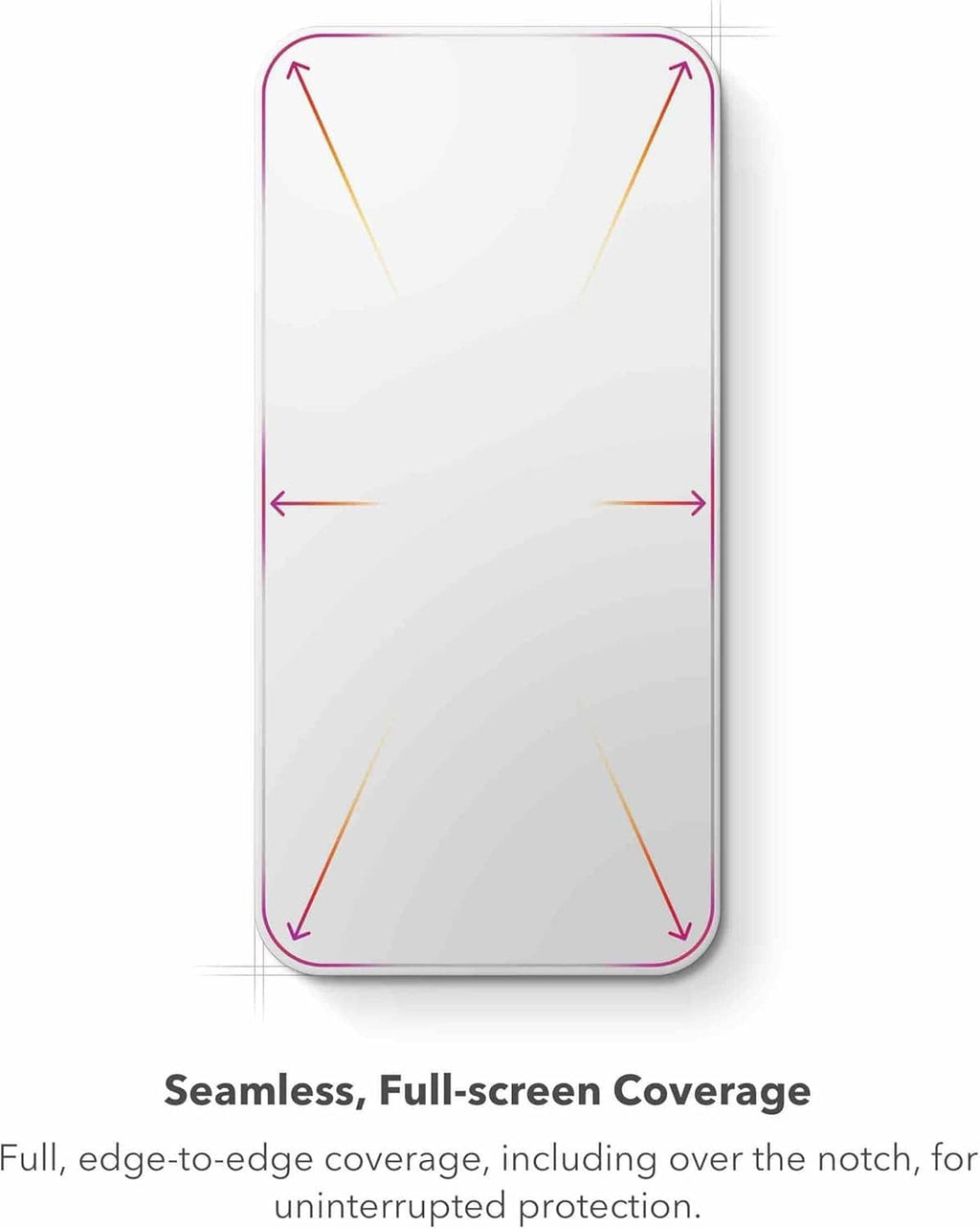 Tempered glass screen protector template with full-screen coverage outline
