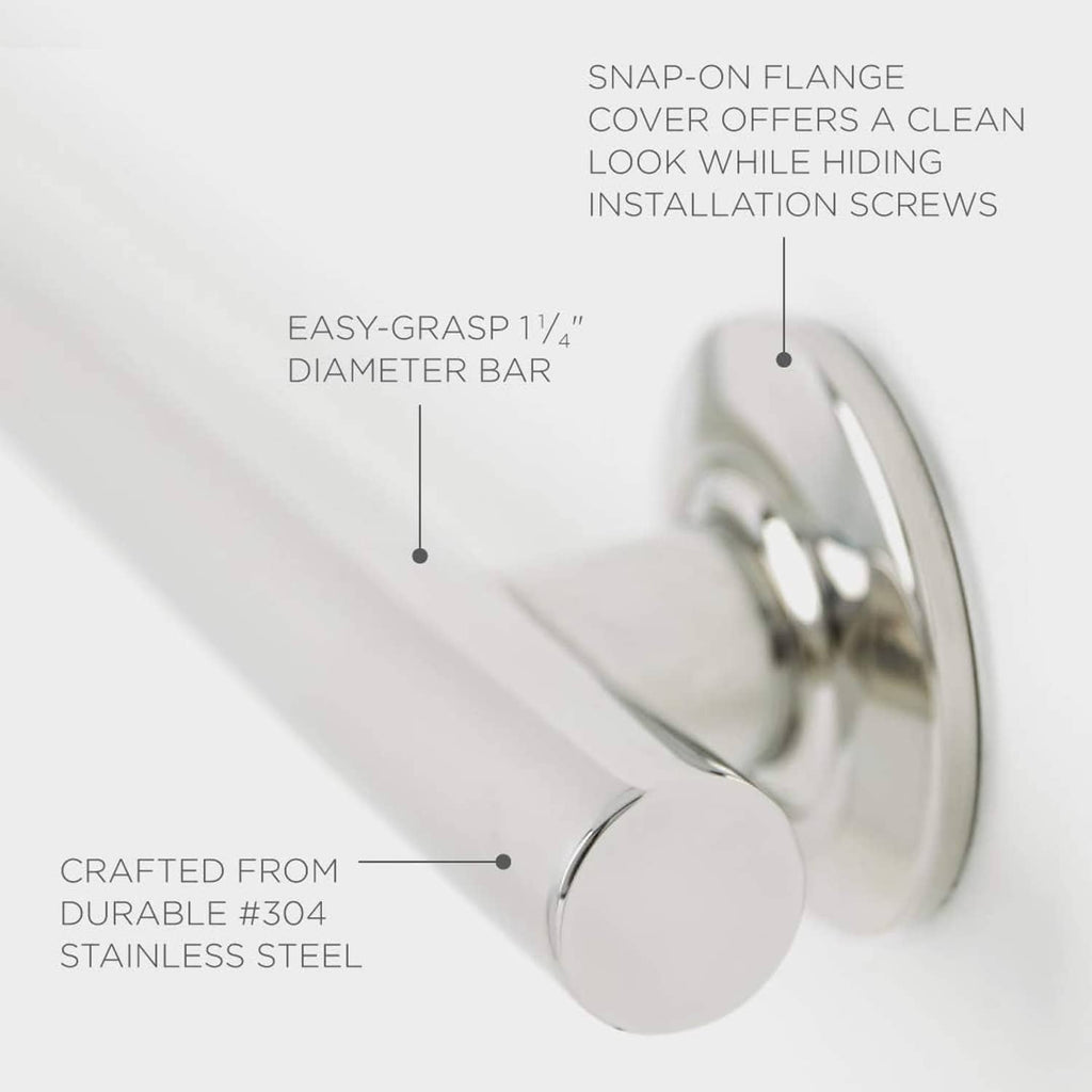 Stainless steel grab bar end flange cover with concealed installation screws