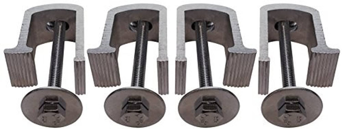 4 pack truck tool box clamps showing U-bolt frame, threaded rod, and base