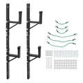 Adjustable trailer side ladder rack with two mounting posts and ladder support rungs