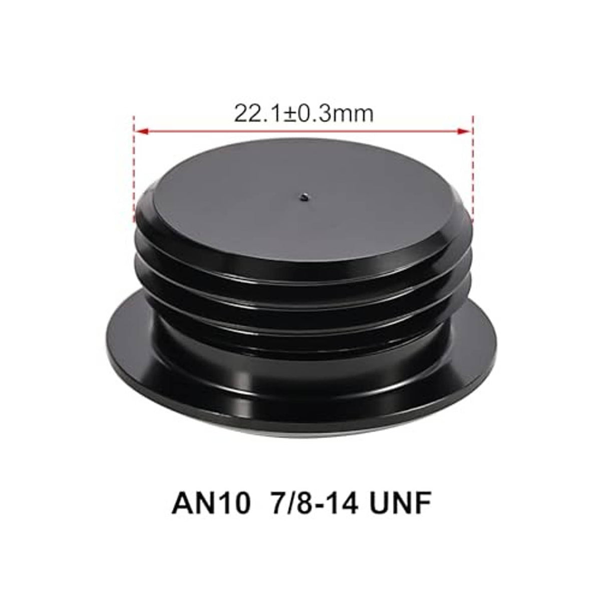 Black AN10 7/8-14 UNF ORB port plug with hex head and threaded body