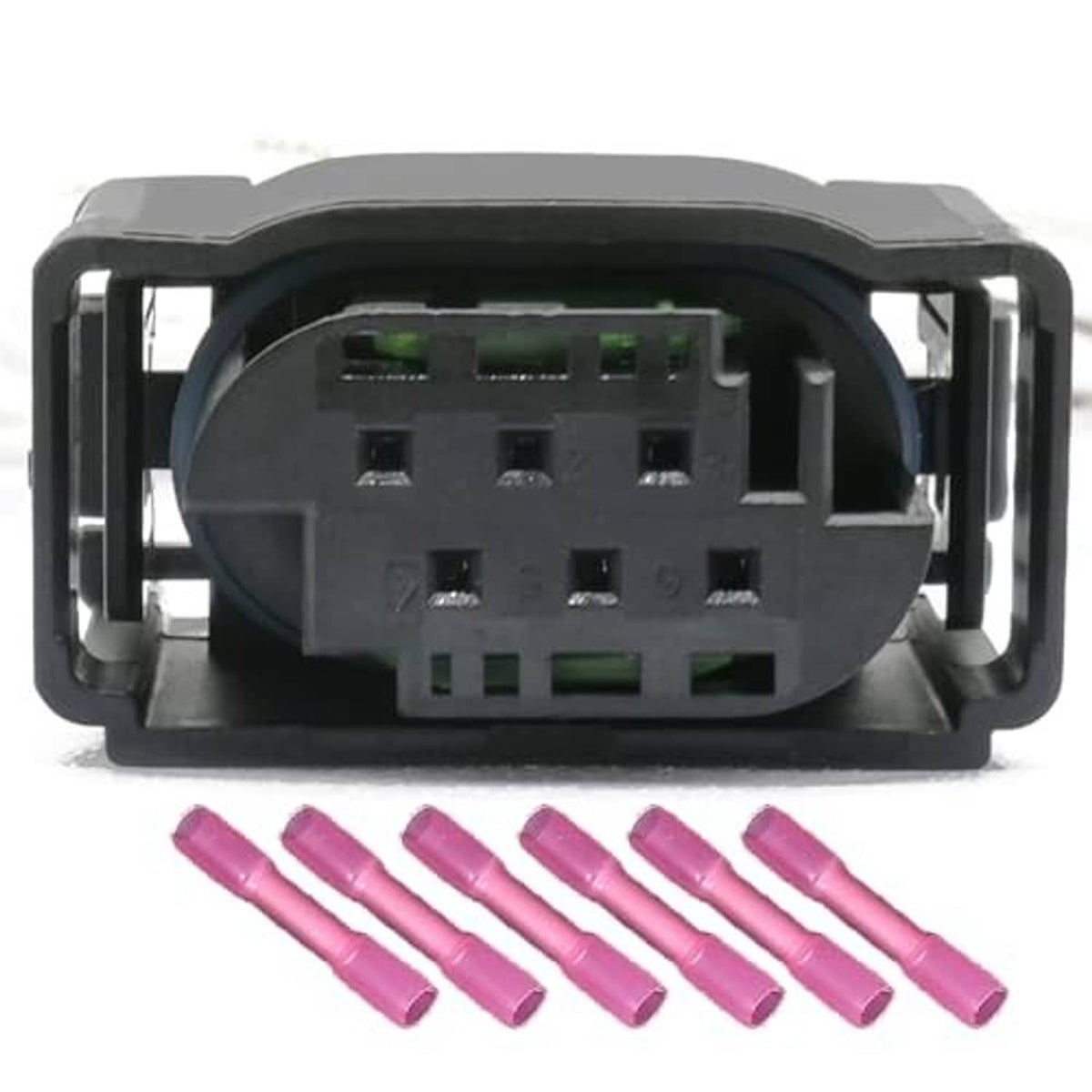 6-pin connector plug with pink pre-crimped terminals for throttle body wiring harness