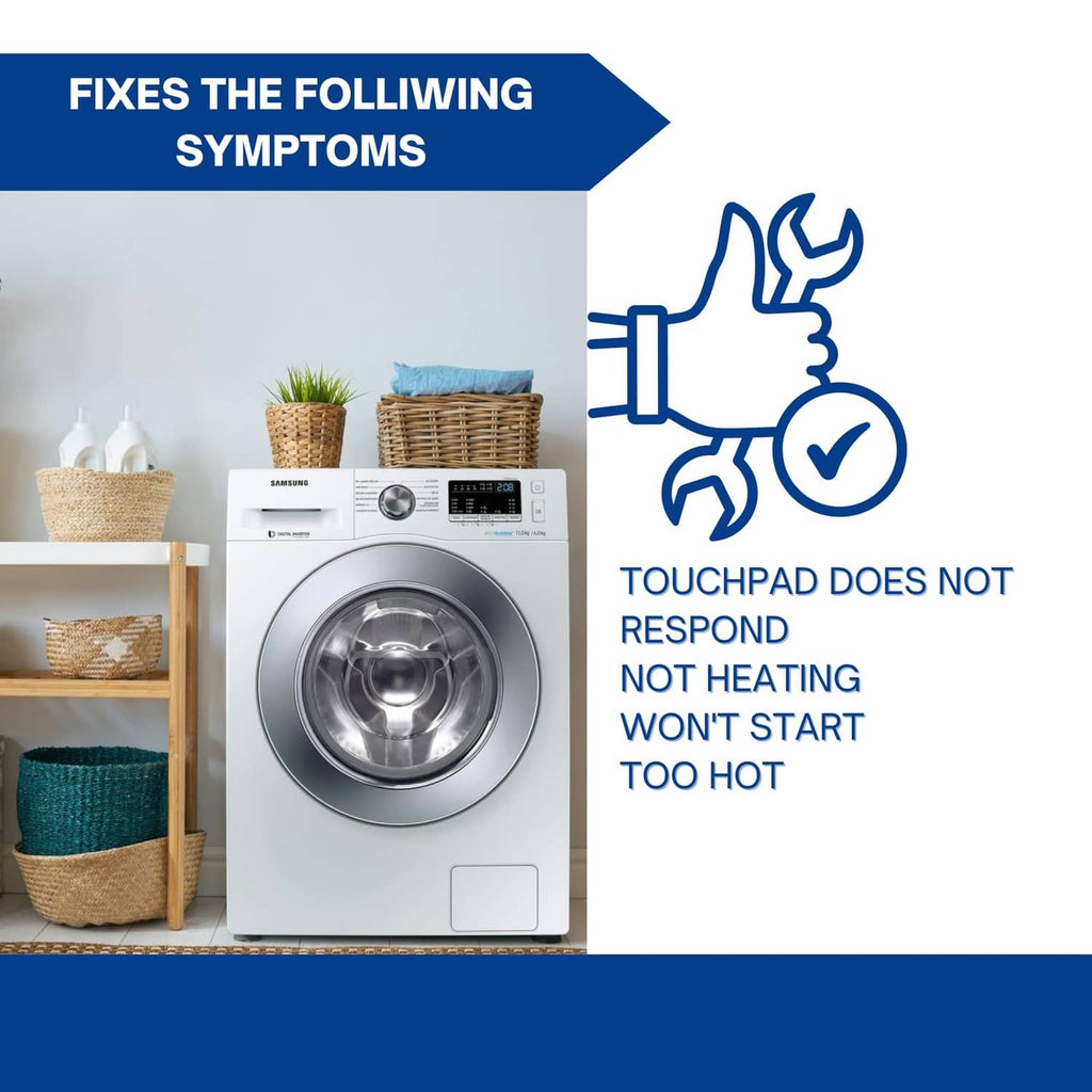 Clothes dryer with touchpad and heating status icons