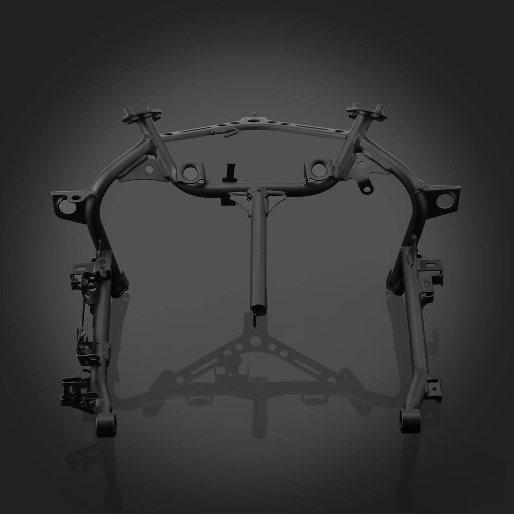 Black front headlight fairing bracket frame with mounting tabs and holes