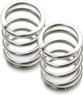 Nickel-plated valve spring set, two coiled springs close-up on white