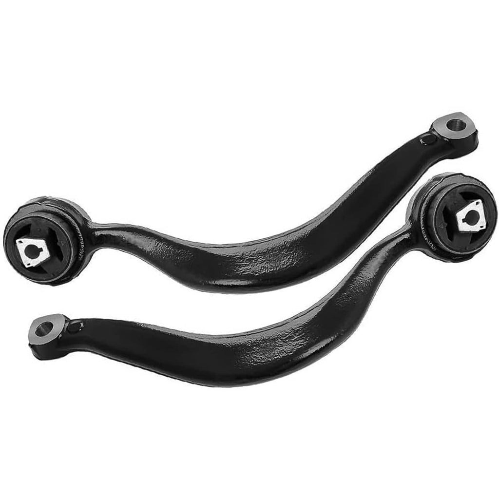 Black front control arm pair with ball joint ends and mounting tabs