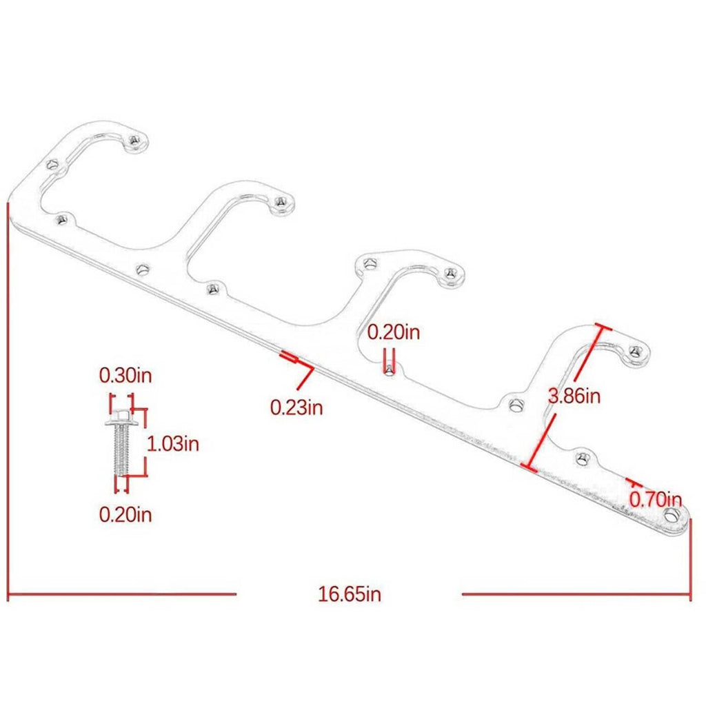 Black ignition coil guide bar with curved coil slots and mounting points