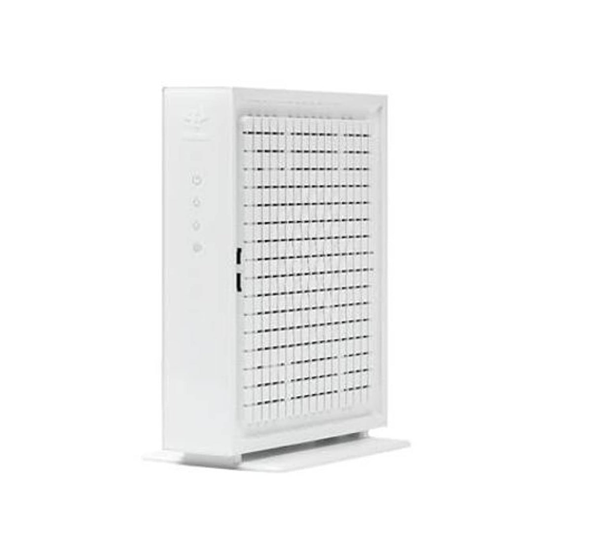 White cable modem front panel grille and side LED indicator lights
