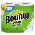 Paper towel triple-roll package with green "prints motifs" design