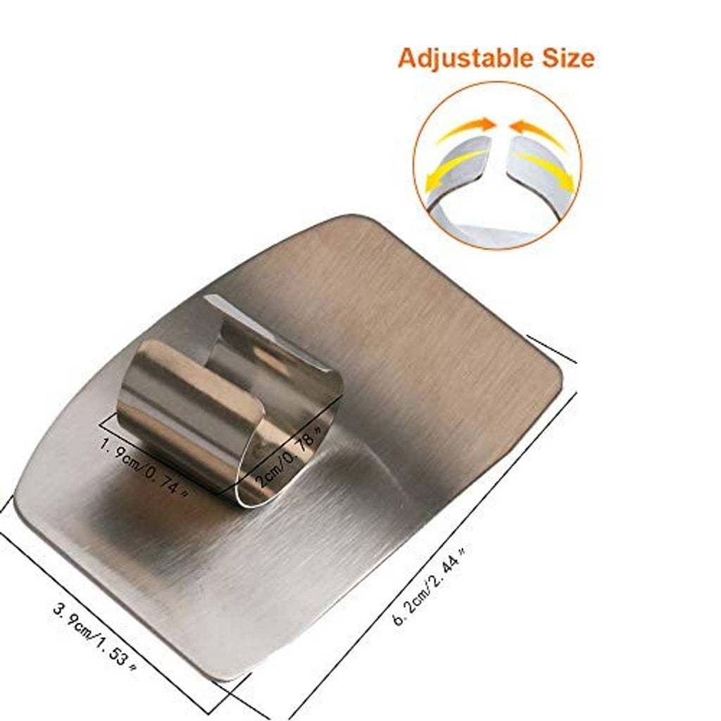 Stainless steel finger guard with curved plate and adjustable clip mechanism