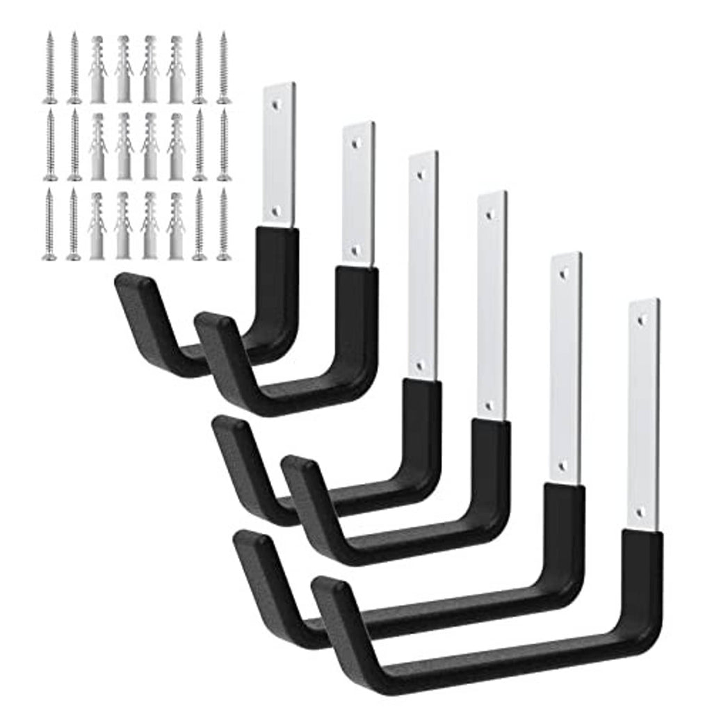 Black and white wall hooks bundle with screws for organized storage mounting
