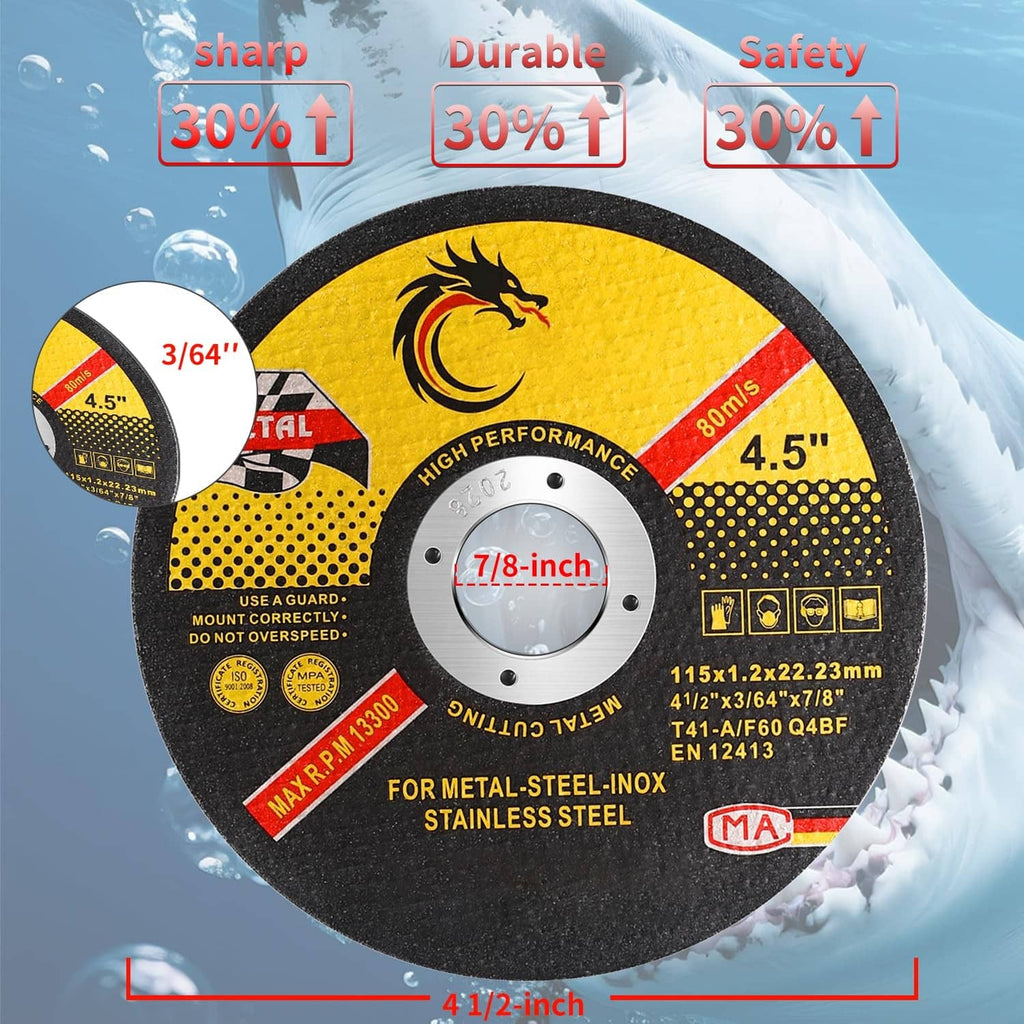 4.5 in metal cutting disc with size indicators and center hole