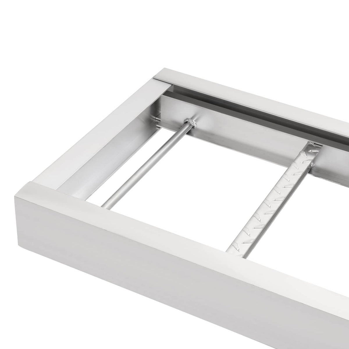 Aluminum under-deck boat ladder showing side rails and support step