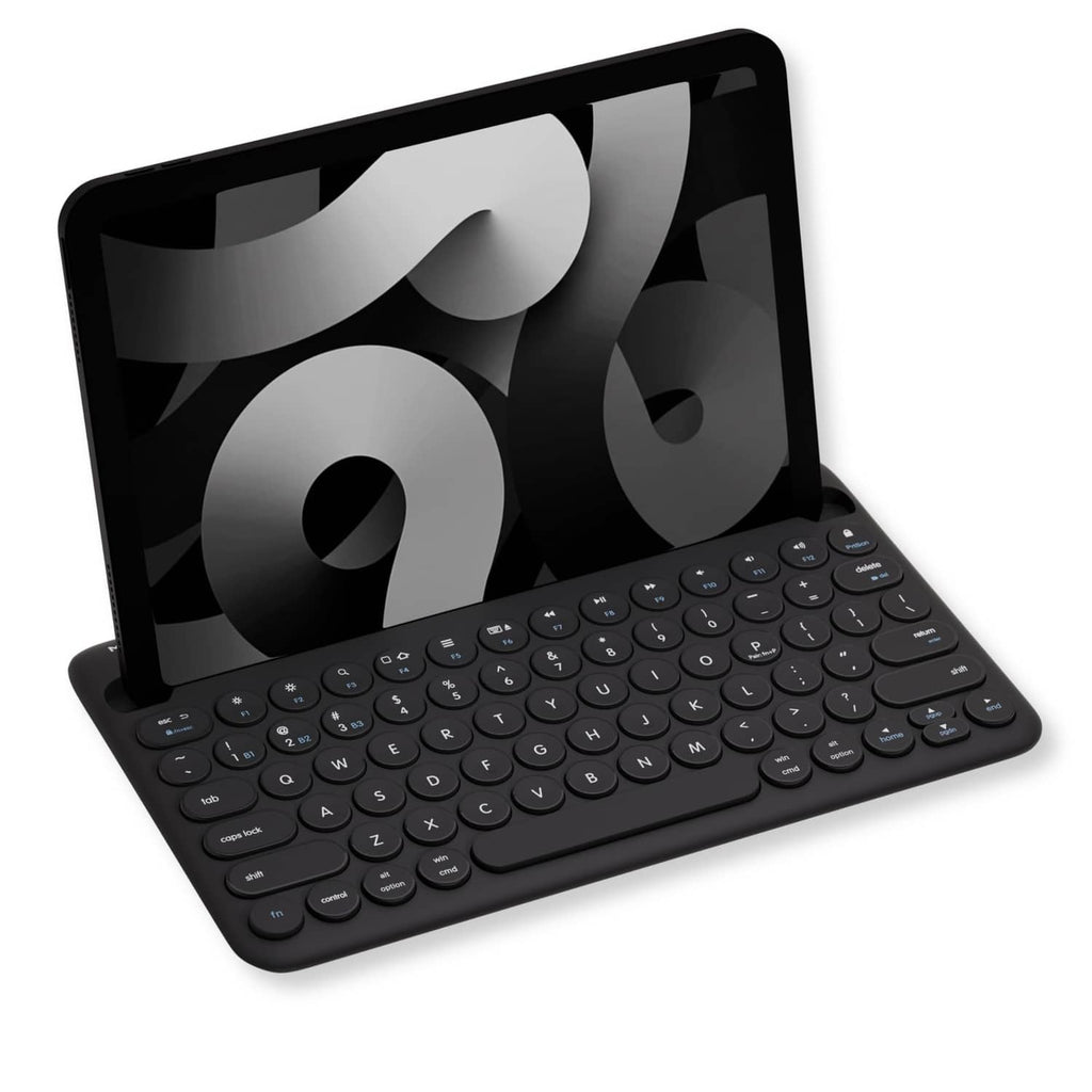 Compact black Bluetooth keyboard with 78-key layout and folding design