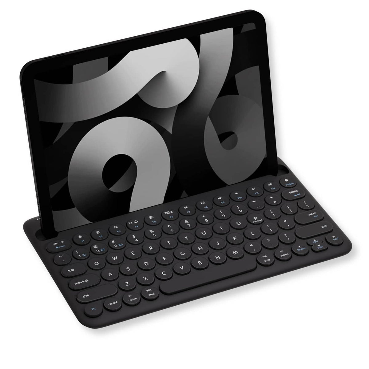 Compact black Bluetooth keyboard with 78-key layout and folding design