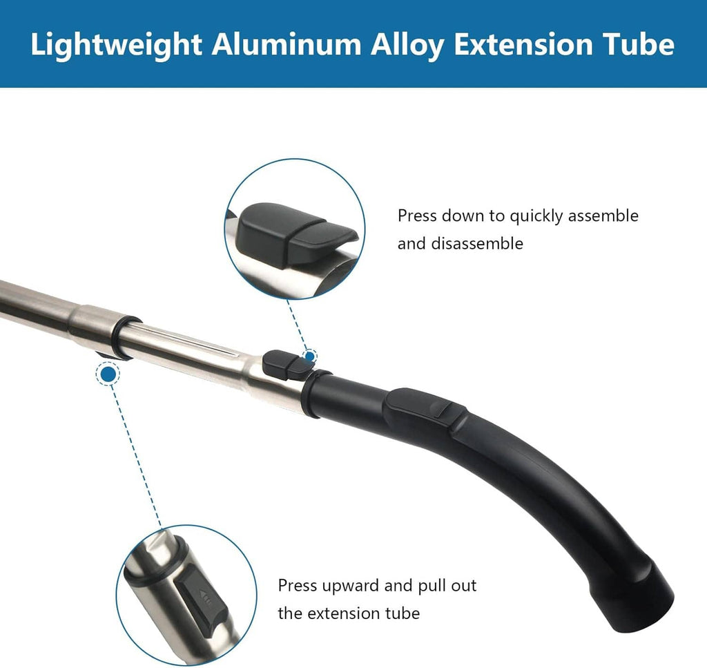 Lightweight extension tube with silver finish and black grip, push-fit connection points