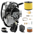 Carburetor kit with metal carburetor, yellow air filter, hoses and spark plug fittings