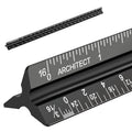 12-inch black tri-sided architectural scale ruler with laser-etched imperial inch markings