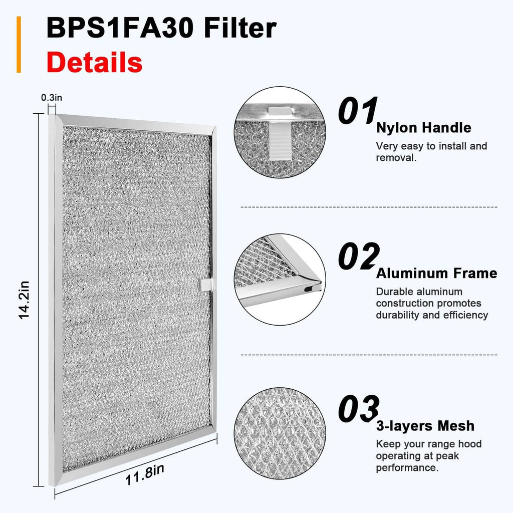 Range hood grease filter with mesh panel, nylon handle, and aluminum frame
