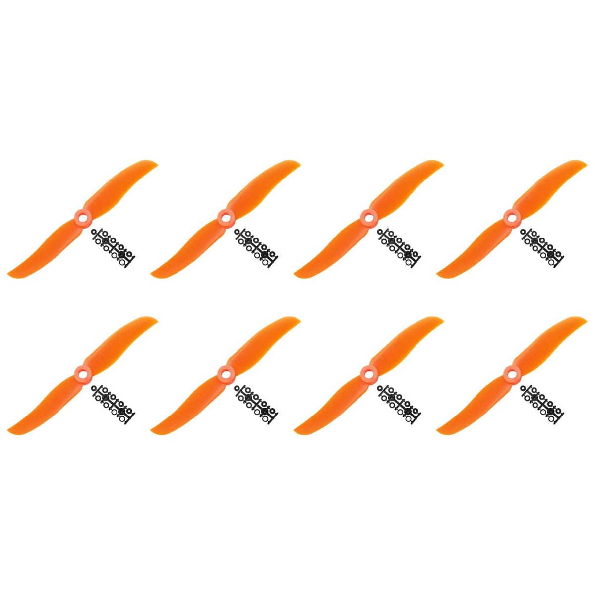 Orange two-blade fixed-wing propellers, multi-pack with center mounting holes