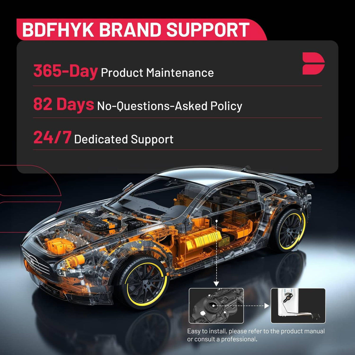 BDFHYK brand support details: 365-day maintenance and 24/7 dedicated assistance