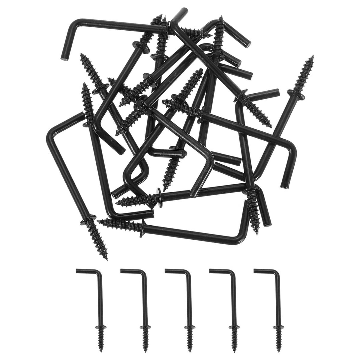 RivetOak 50 Pcs L Shape Hooks, 1-1/2 Inch Right Angle Hooks Inch, Black