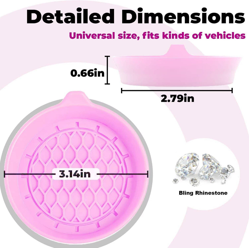 Pink universal silicone cup coaster, round embossed texture with curved edges