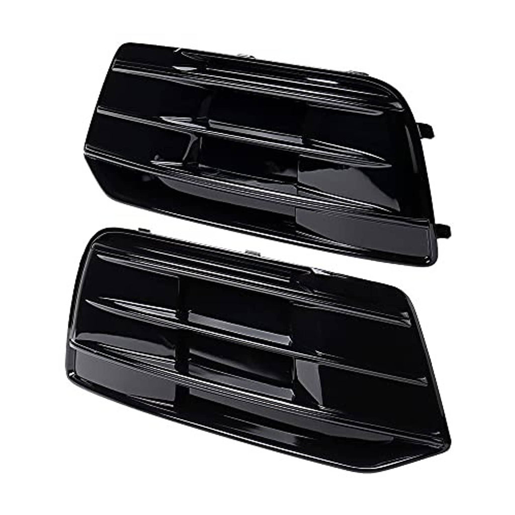 Glossy black front grille inserts with horizontal slats and side mounting tabs, 2 pieces