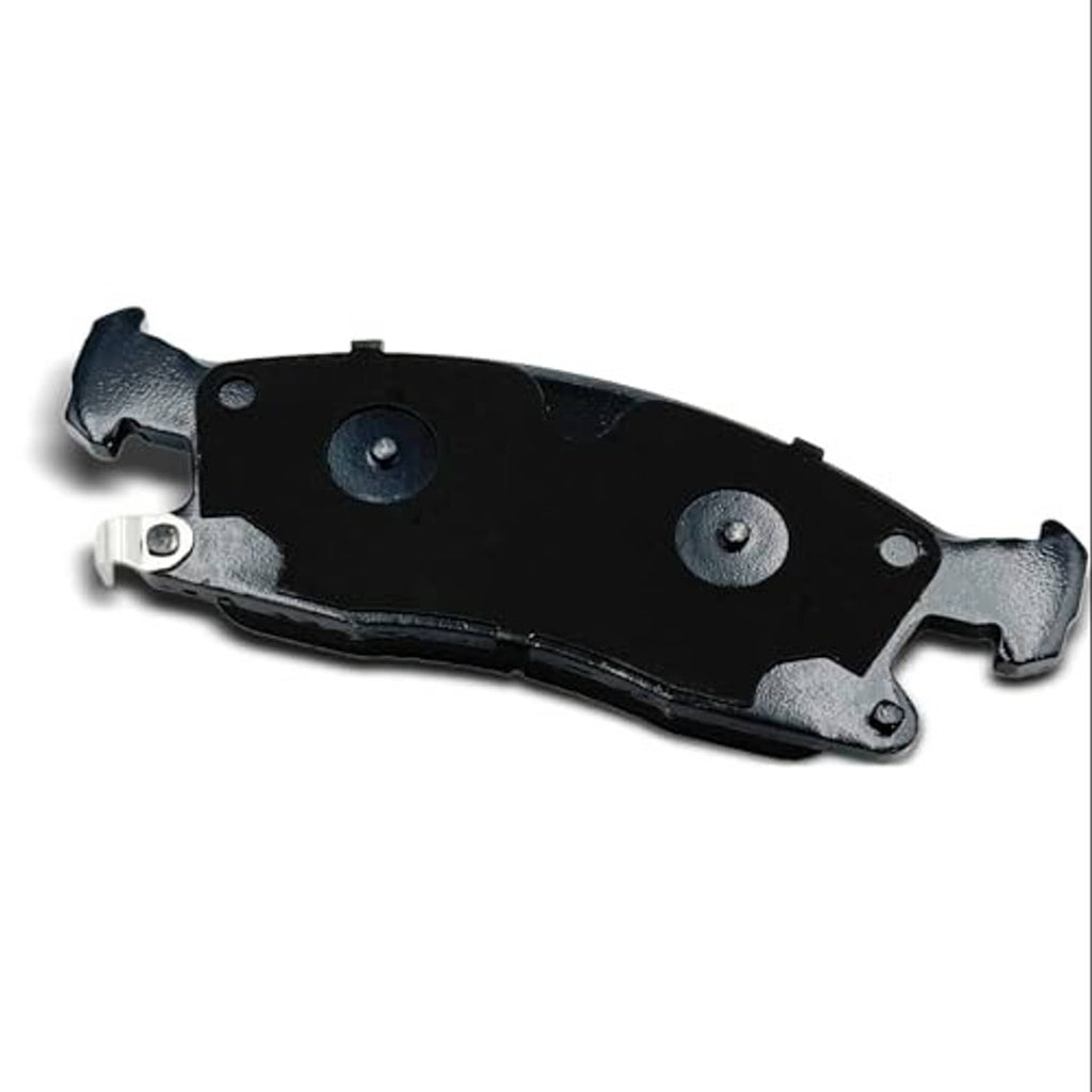 Ceramic brake pad with black backing plate and two round mounting points