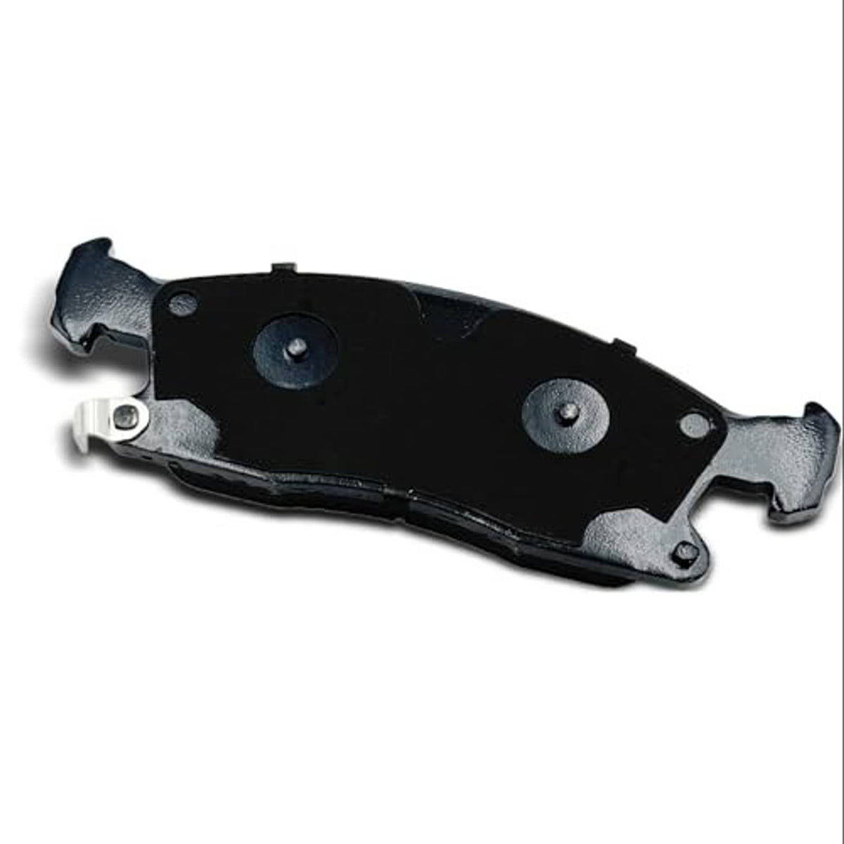 Ceramic brake pad with black backing plate and two round mounting points