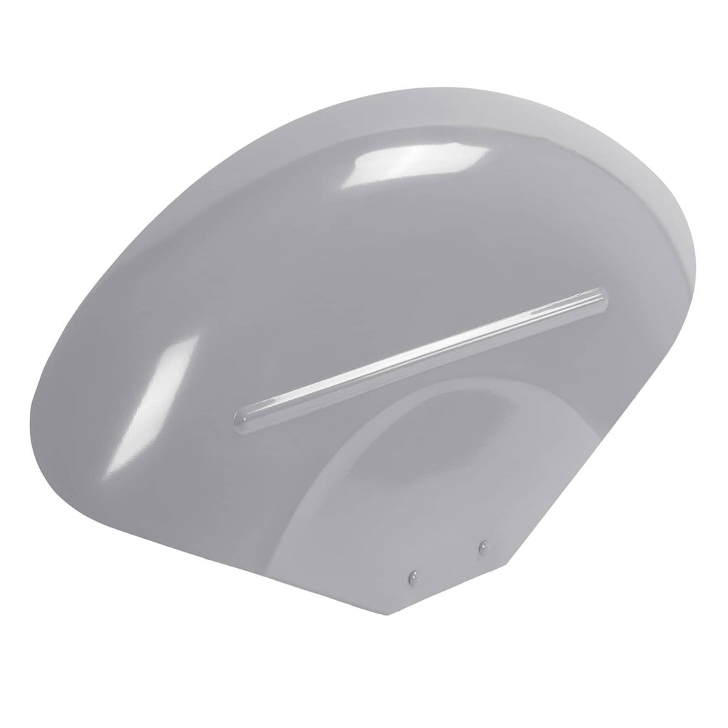 Gray fender skin panel close-up with long horizontal brace on curved face